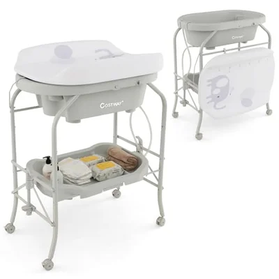 Costway 4 in 1 Baby Changing Table - Light Grey