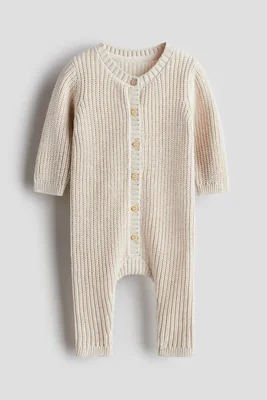 Cotton-knit romper suit - 0-1M