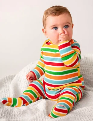 Cotton Rich Ribbed Striped Bodysuit (0-18 Mths) - Multi