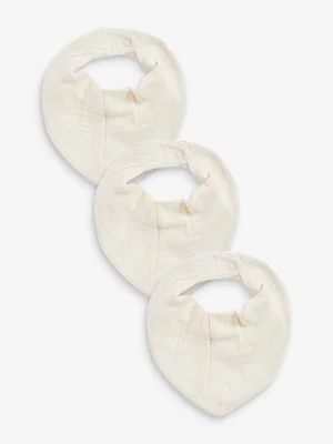 Cream Muslin Baby Dribble Bibs 3 Pack - Standard / Cream