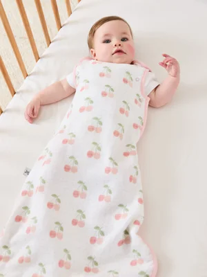 Cream Print 1 Tog Baby Muslin Sleeping Bag - 0-6 Mths