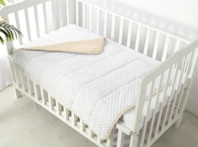 Crevent Mink Baby Quilt Blanket - Beige + White