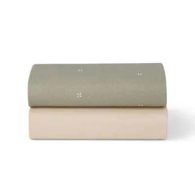 SnüzPod5 Bedside Crib - Crib 2 Pack Fitted Sheets - Sage / Cross