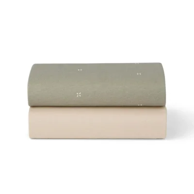 Crib 2 Pack Fitted Sheets - Sage / Cross