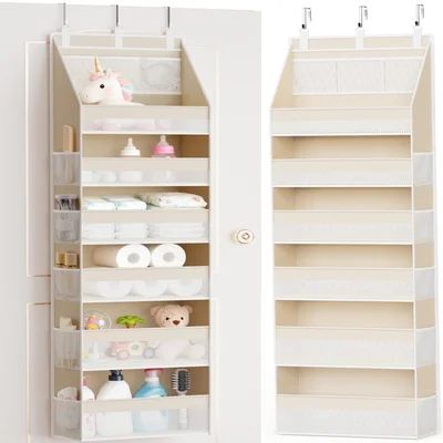 Criusia Over the Door Organizer, 6-Shelf Closet Hanging Storage with 13 Mesh Pockets, 55lbs Capacity Behind the Door Sto - Default