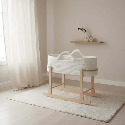 Crochet Moses Basket With Stand - White