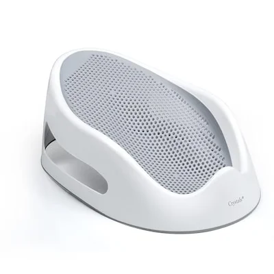 Crystals Baby Bath Support Seat Grey โ Soft Touch Non-Slip Newborn Bath Tub Insert, Ergonomic Design for Safe & Comfortable Bathing, Lightweight, Easy Clean, 0โ6 Months - Grey
