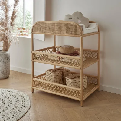 CuddleCo Aria Rattan Changing Table, Natural