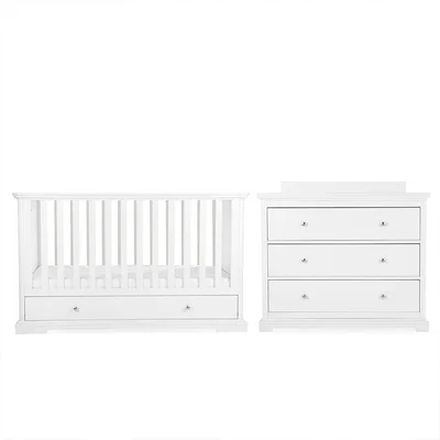 CuddleCo Beaumont 2pc Set - Low Cot Bed - White