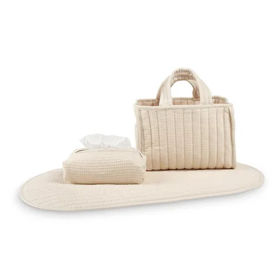 CuddleCo Changing Set - Cashmere Waffle