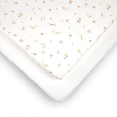 CuddleCo Cot Bed Sheets 2pk - Ditsy Cherry