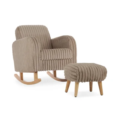 CuddleCo Etta Faux Fur Nursing Chair and Footstool - Mink