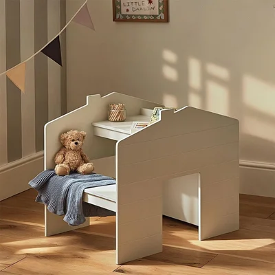 CuddleCo Storage Desk with Bench - Pebble - Pebble