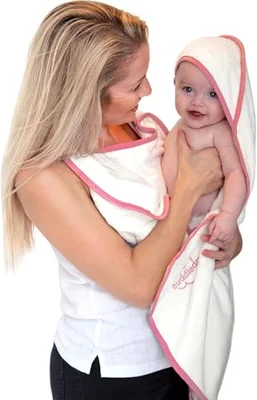 Cuddledry Hands Free Baby Bath Towel | Luxuriously Soft Bamboo & Cotton Hooded Baby Towel | Apron Towel for Safe Babies Bathtime | Perfect Newborn Gift