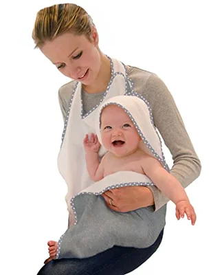 Cuddledry Hands Free Baby Bath Towel | Luxuriously Soft Bamboo & Cotton Hooded Baby Towel | Apron Towel for Safe Babies Bathtime | Perfect Newborn Gift - Grey / 1 Count (Pack of 1)