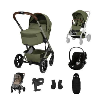 Cybex Balios + Fold Cot Travel System Bundle - Moss Green