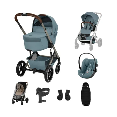 Cybex Balios + Fold Cot Travel System Bundle - Stormy Blue