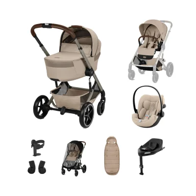 Cybex Balios + Fold Cot Ultimate Travel System Bundle - Almond Beige