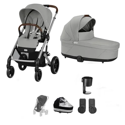 Cybex Balios S Lux + Cloud T Travel System - With Base / Stone Grey / Footmuff