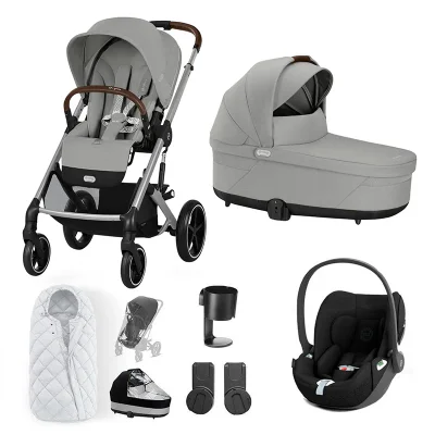 Cybex Balios S Lux + Cloud G Travel System - Stone Grey / Footmuff / With Base