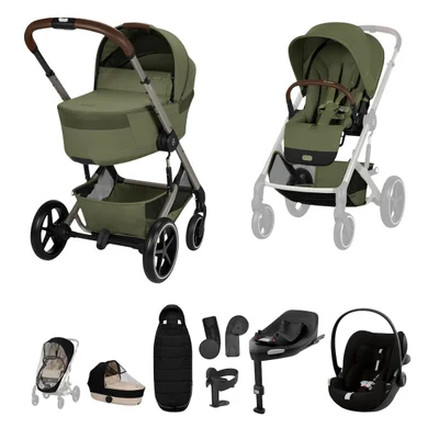 Cybex Balios S Lux Pushchair & Folding Carrycot Ultimate Travel System- Moss Green