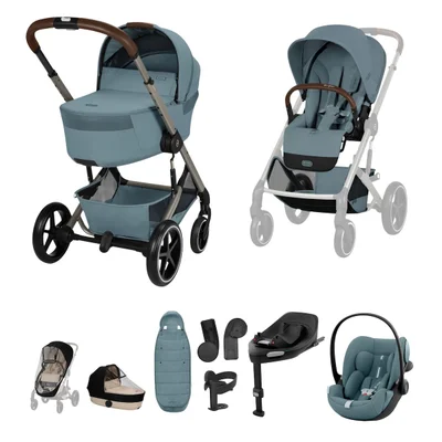 Cybex Balios S Lux Pushchair & Folding Carrycot Ultimate Travel System- Stormy Blue
