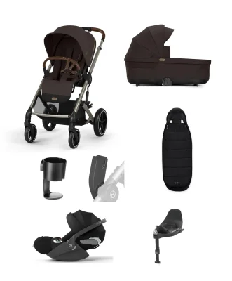 Cybex Balios S Lux Pushchair Bundle With Cloud T i-Size Rotating Baby Car Seat & Base (7 Pieces) - Chocolate Brown