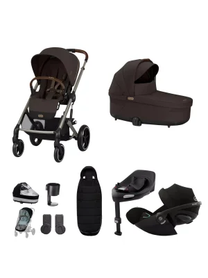 Cybex Balios S Lux Pushchair, Carrycot & Accessories with Cloud G Car Seat & Base G Bundle, Chocolate Brown