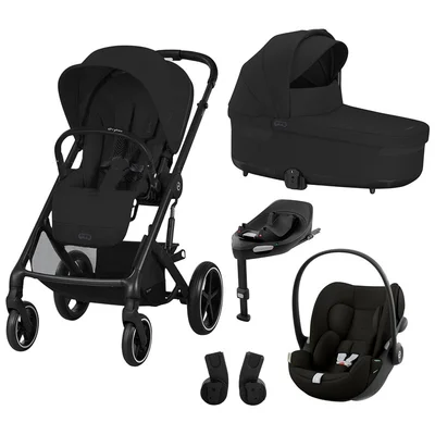 Cybex Balios S Lux Travel System Bundle with Cloud G i-Size R129 Car Seat Moon Black and Car Seat Base - Moon Black / isize