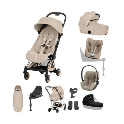 Cybex Coya Ultimate Birth & Beyond Bundle - Rose Gold/Cozy Beige