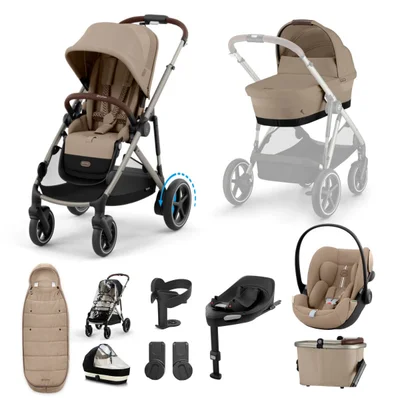 Cybex E-Gazelle S Electric Single to Double, Cloud G Travel System- Almond Beige