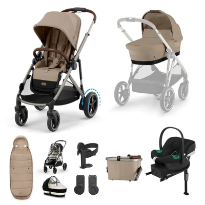 Cybex E-Gazelle S Electric Single to Double Comfort Travel System- Almond Beige