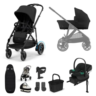 Cybex E-Gazelle S Electric Single to Double Comfort Travel System- Moon Black