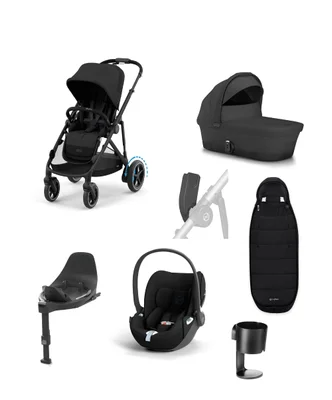 Cybex e-Gazelle S Electric Single to Double Pushchair Bundle With Cybex Cloud T i-Size + Baby Car Seat & Base (7 Pieces) - Black