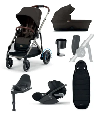 Cybex e-Gazelle S Electric Single to Double Pushchair Bundle with Cybex Cloud T i-Size Rotating Car Seat