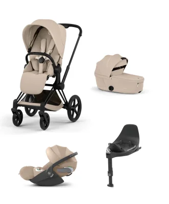 Cybex e-Priam Pushchair & Carrycot Bundle with Cybex Cloud T i-Size Rotating Baby Car Seat & Base - Sepia Black