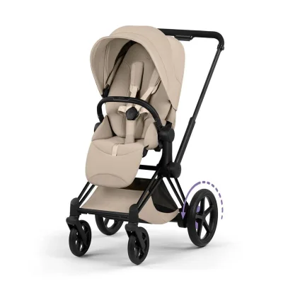 Cybex e-Priam Style Single Pushchair - Coconut Brown / Chrome Brown / Lux Carrycot