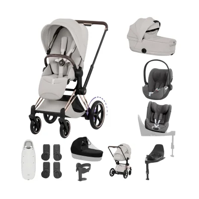 Cybex e-Priam Style Ultimate Birth & Beyond Bundle - Rose Gold/City Grey