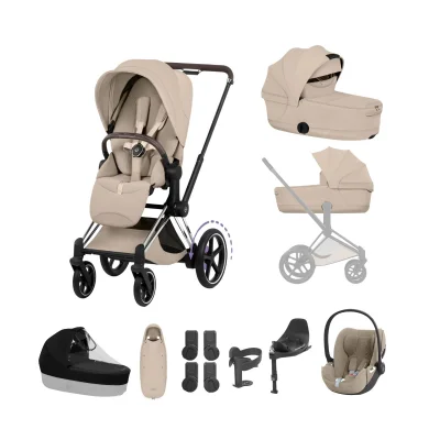 Cybex e-Priam Ultimate Accessory Bundle - Chrome Brown/Cozy Beige
