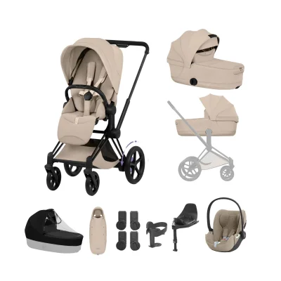 Cybex e-Priam Ultimate Accessory Bundle - Matt Black/Cozy Beige
