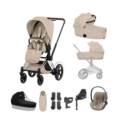 Cybex e-Priam Ultimate Accessory Bundle - Rose Gold/Cozy Beige