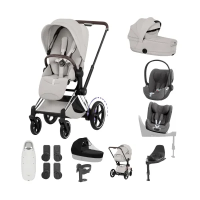 Cybex e-Priam Ultimate Birth & Beyond Bundle - Chrome Brown/City Grey