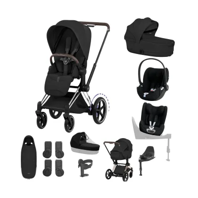 Cybex e-Priam Ultimate Birth & Beyond Bundle - Chrome Brown/Sepia Black