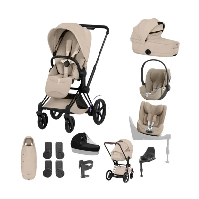 Cybex e-Priam Ultimate Birth & Beyond Bundle - Matt Black/Cozy Beige