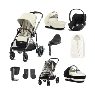 Cybex eGazelle S 8 Piece Bundle with Cloud T i-Size Car Seat - Seashell Beige/Taupe
