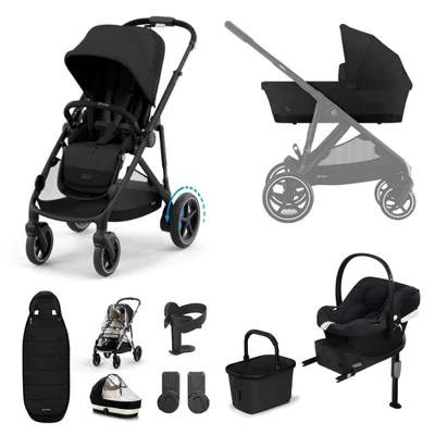 Cybex eGazelle S Electric & Aton B2 Comfort Travel System - Moon Black - Moon Black
