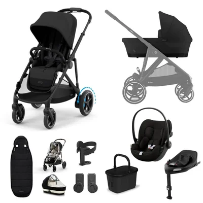 Cybex eGazelle S Electric Single to Double, Cloud G3 Travel System - Moon Black - Moon Black