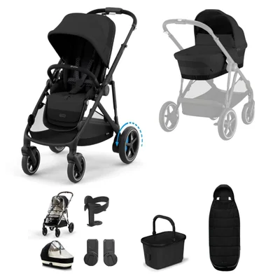 Cybex eGazelle S Electric Single to Double Essential Bundle - Moon Black - Moon Black