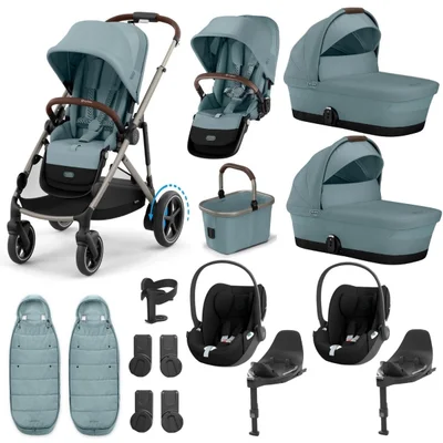 Cybex eGazelle S Electric Twin & Cloud T i-Size Travel System - Moon Black