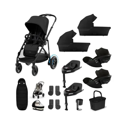 Cybex Gazelle S Twin 11 Piece Bundle with Cloud T Car Seat - Moon Black